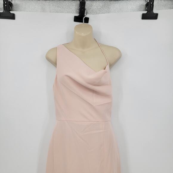 NEW After Six Women's Crepe One Shoulder Draped Cowl Neck Maxi Dress Size 6 Reg - Picture 5 of 16